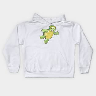 Turtle at Swimming with Swimming goggles Kids Hoodie